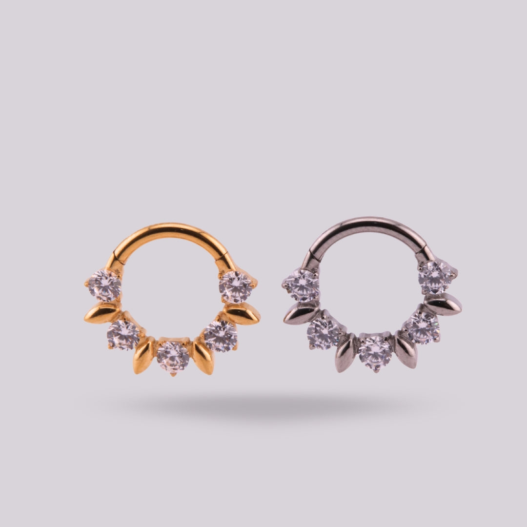 Aro Cefiro en Titanio Grado Implante con Zirconias – Clicker para Septum y Daith