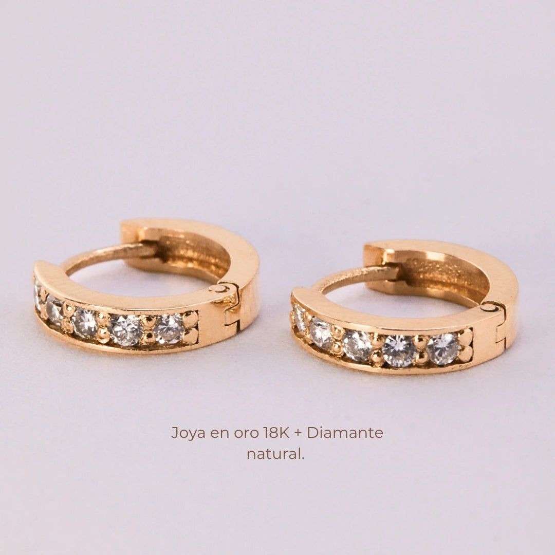 Candongas con Diamantes Oro 18K