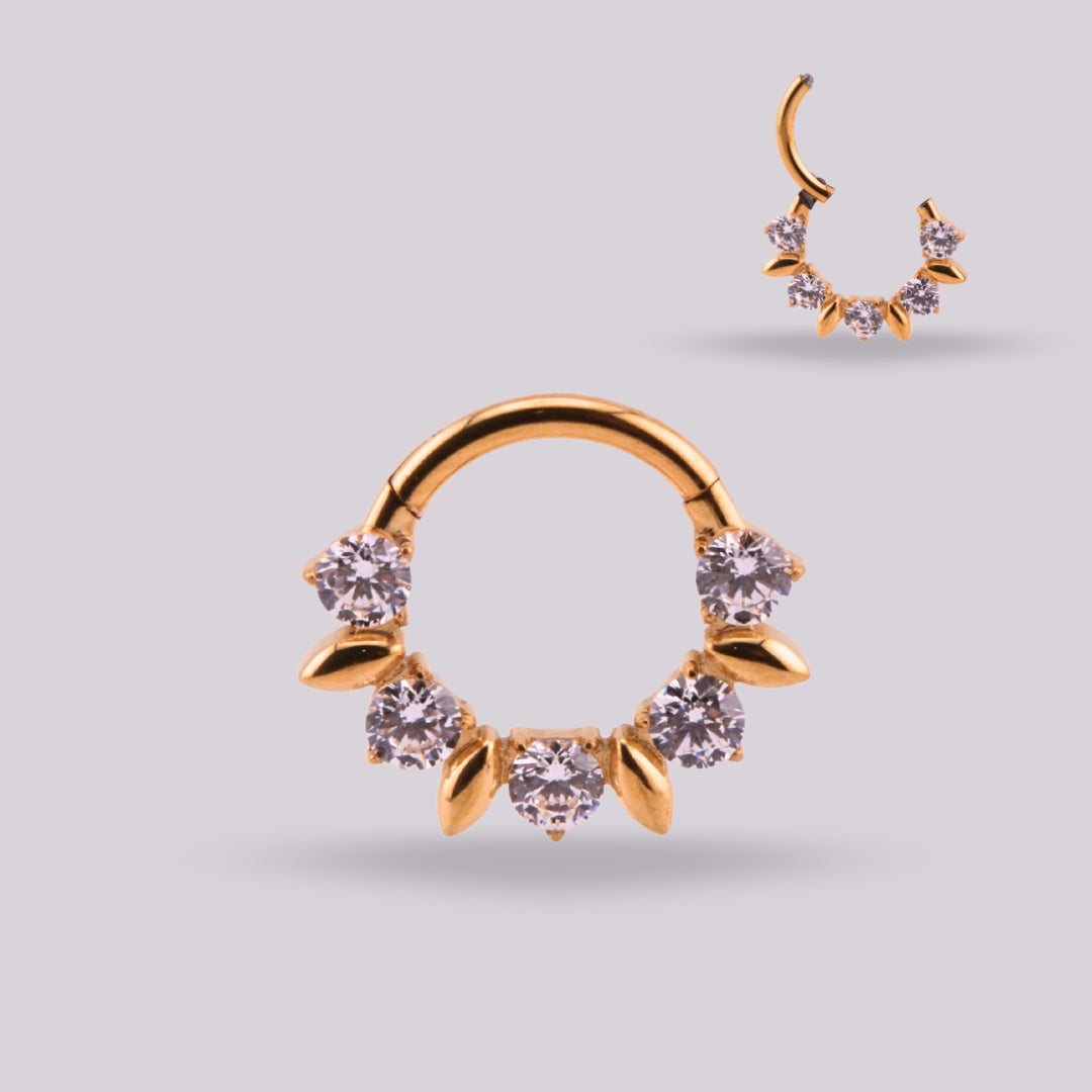 Aro Cefiro en Titanio Grado Implante con Zirconias – Clicker para Septum y Daith