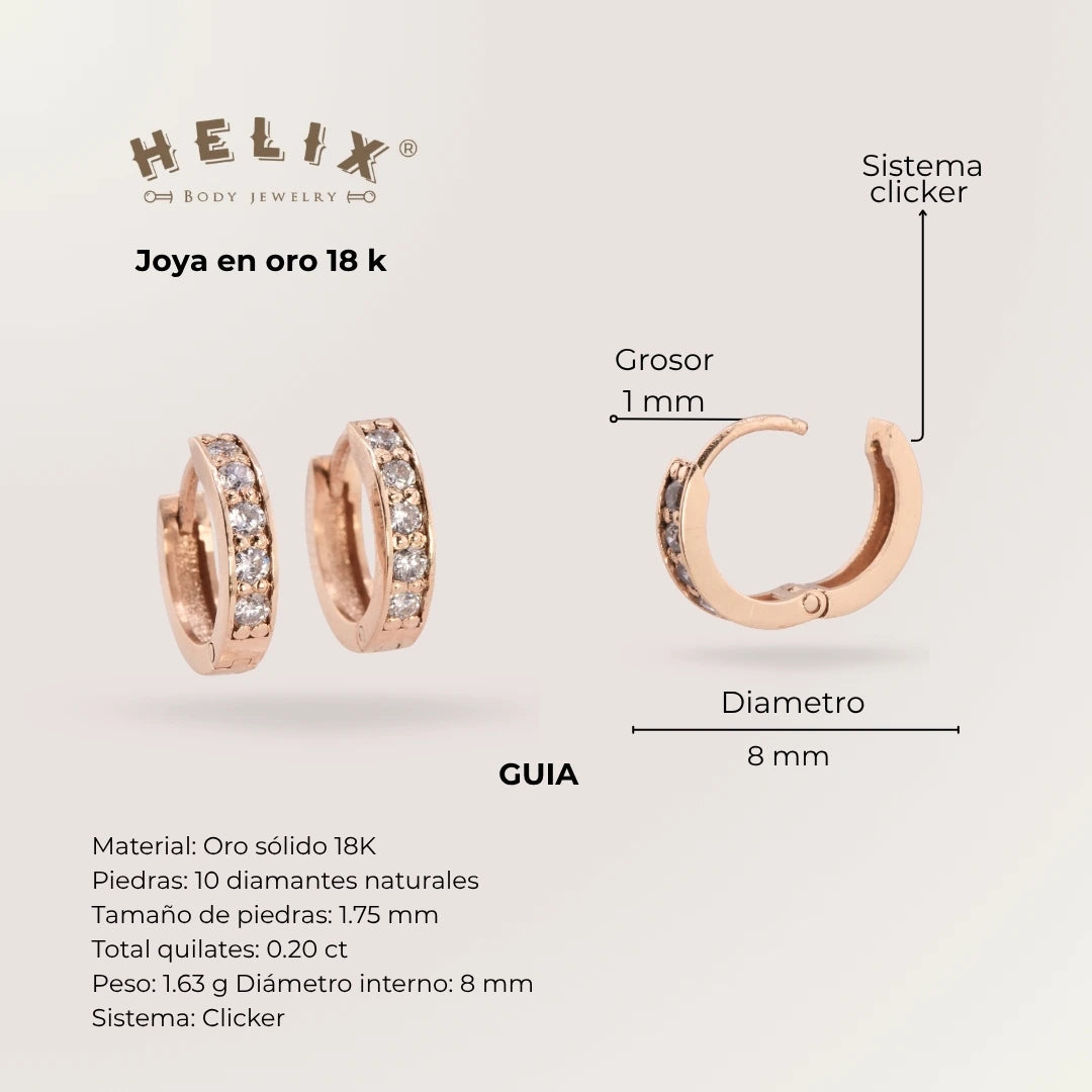 Candongas con Diamantes Oro 18K
