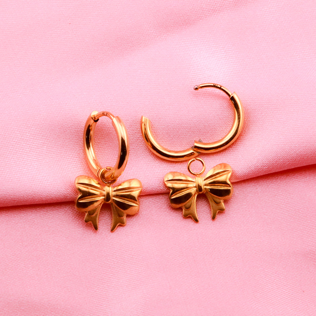 Aretes Candonga con Lazo en Acero Inoxidable – Dorado PVD y Plateado