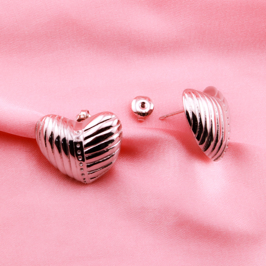 Aretes Topo Corazón en Acero Inoxidable – Dorado PVD y Plateado