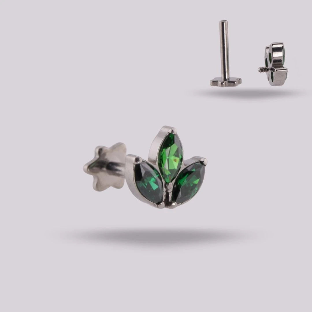 Labret Marquesa Verde en Titanio