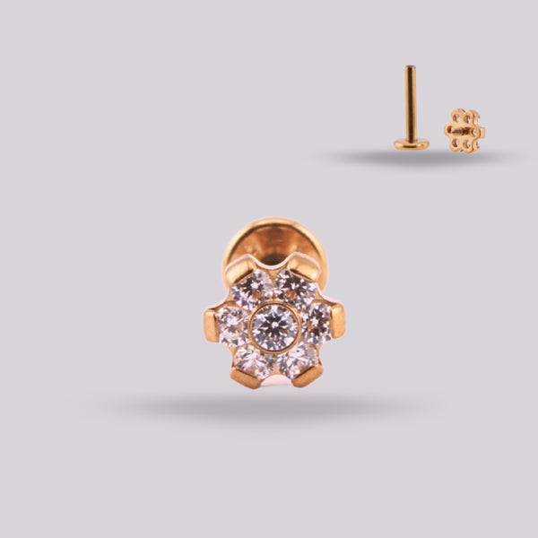 Golden Flower Labret – Implant-Grade Titanium with Zircon