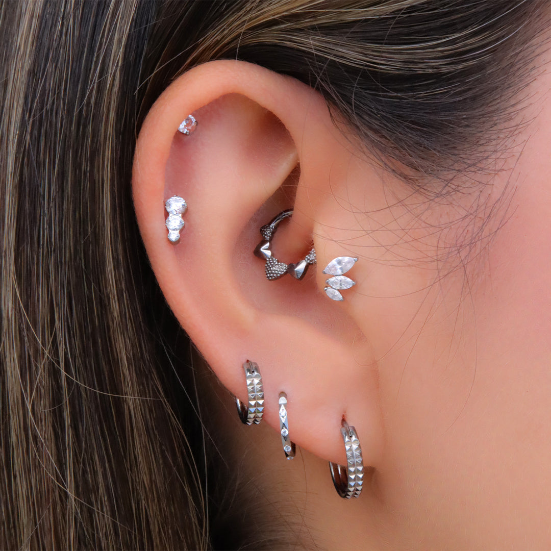 Labret Corona de Zirconias en Titanio – Plateado (Mery)