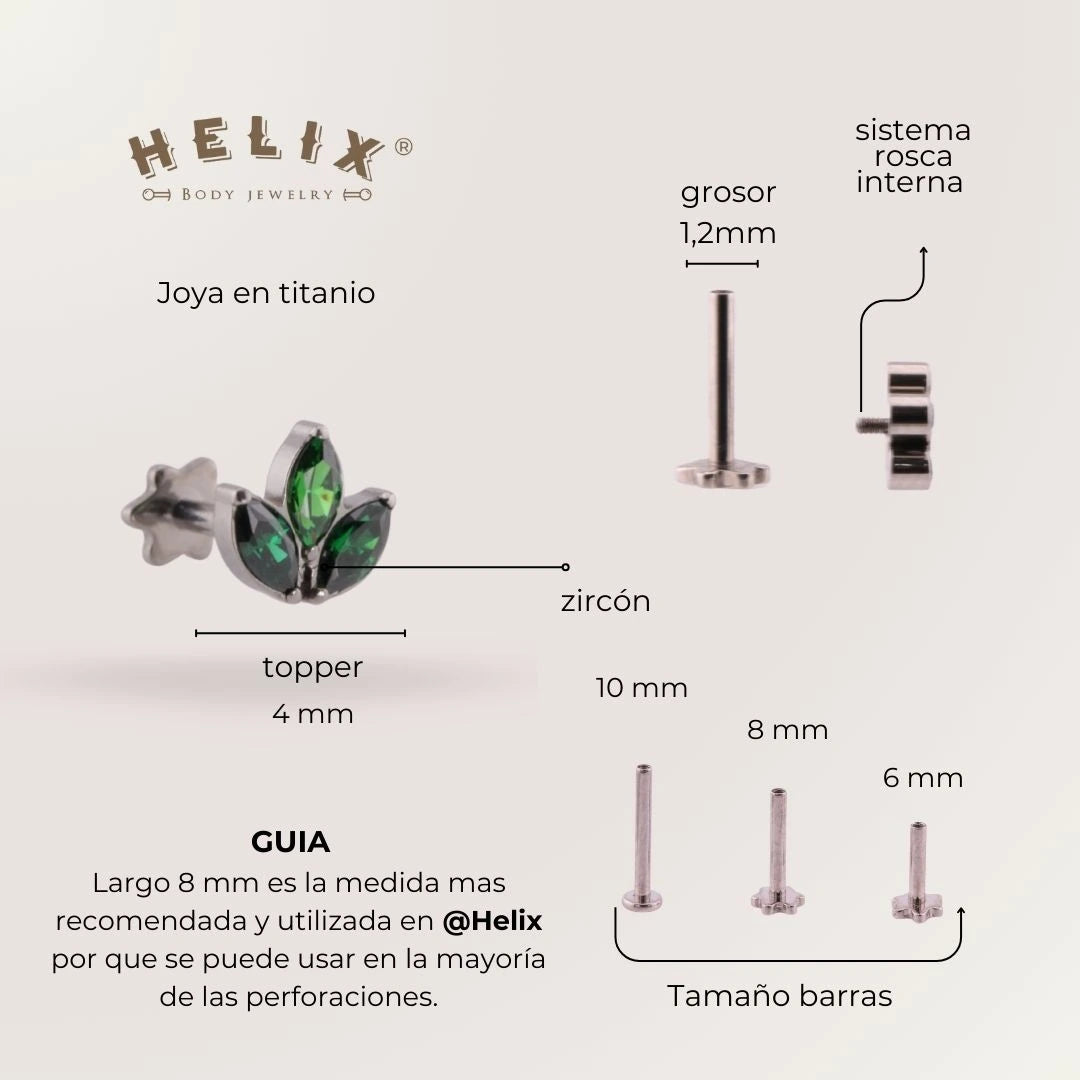 Labret Marquesa Verde en Titanio