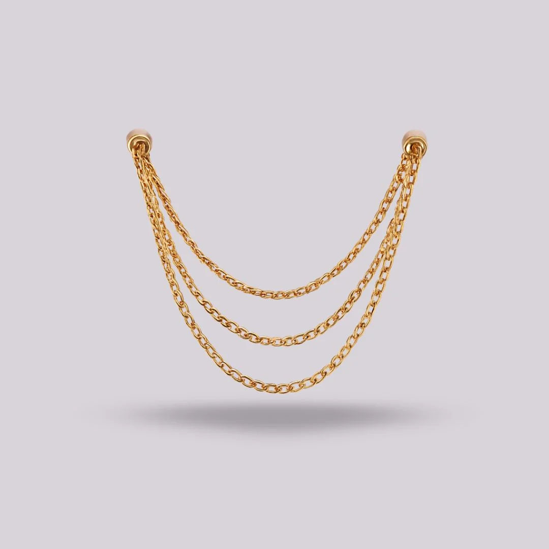 Cadena Conector de Lujo Triple Cubana Oro Italiano