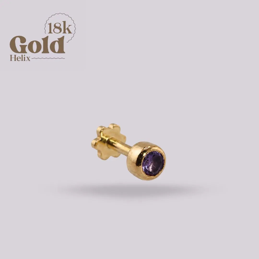 Mini Labret con Tanzanita Violeta Oro 18K