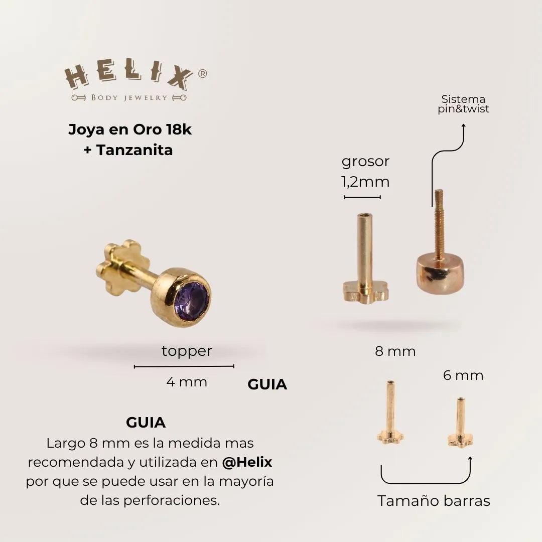 Mini Labret con Tanzanita Violeta Oro 18K