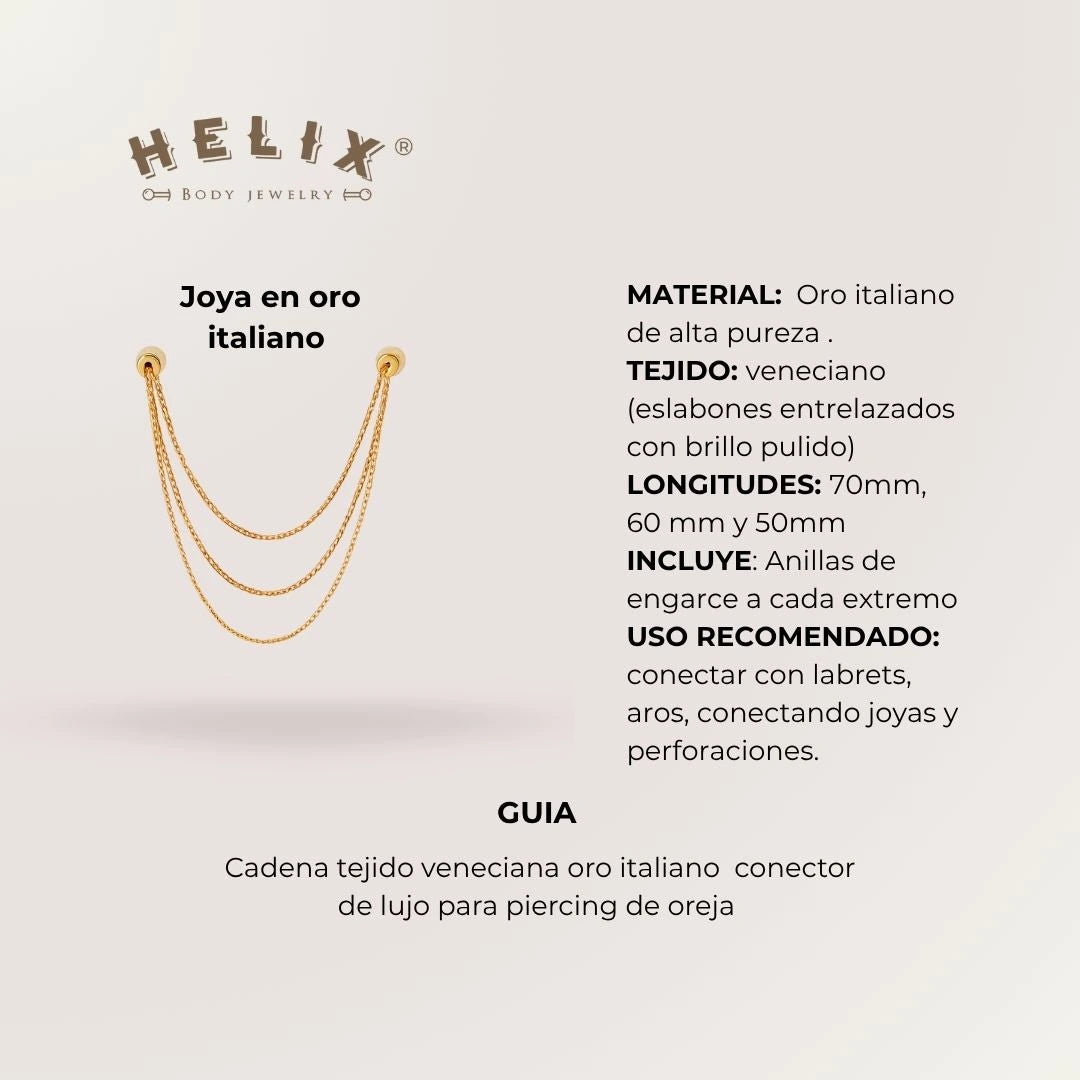 Cadena Triple Oro Italiano Tejido Veneciano