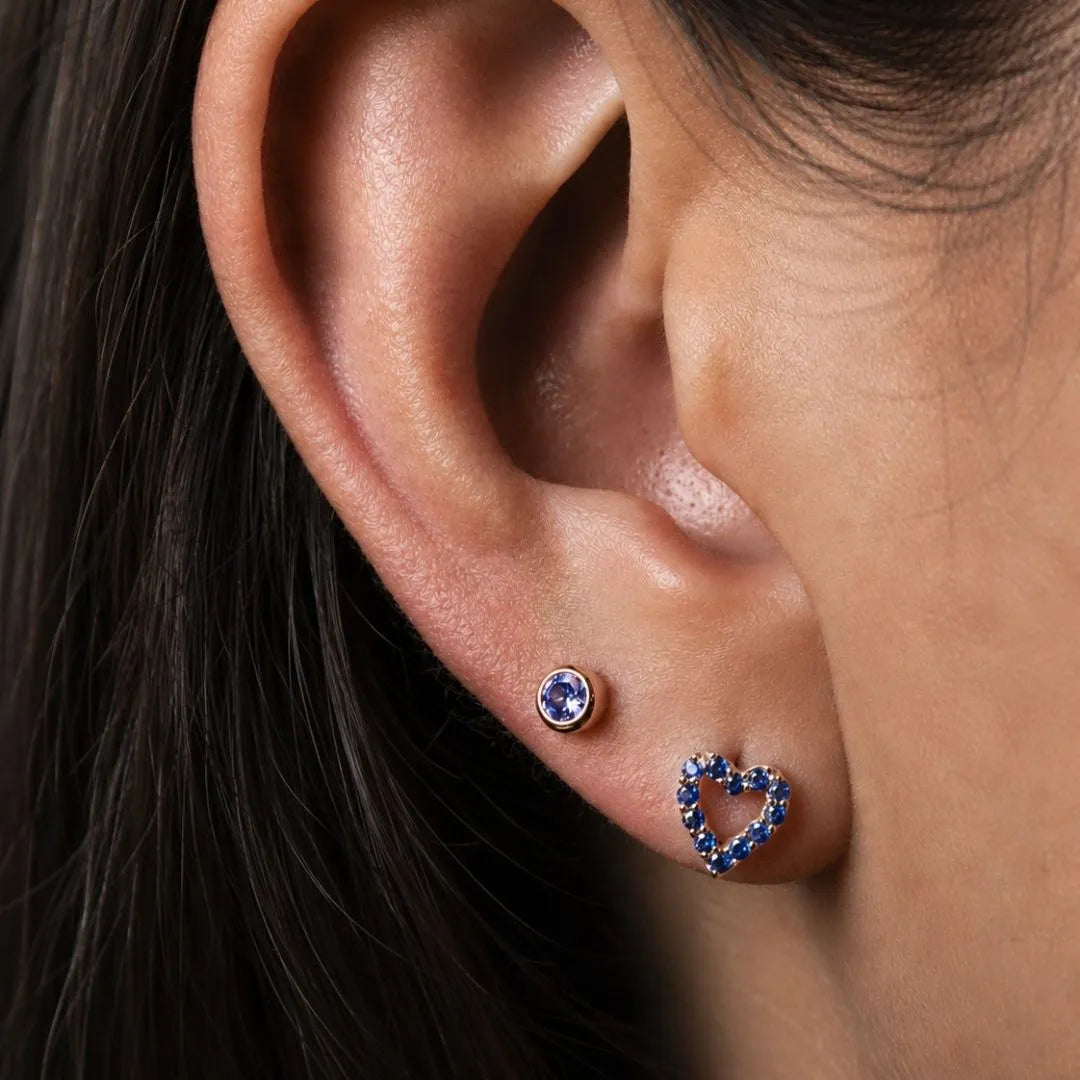 Labret Corazón Zafiro Oro 18K