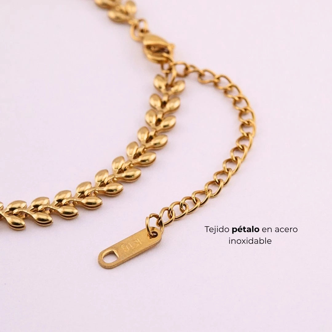 Pulsera Pétalos en Acero Inoxidable Dorado