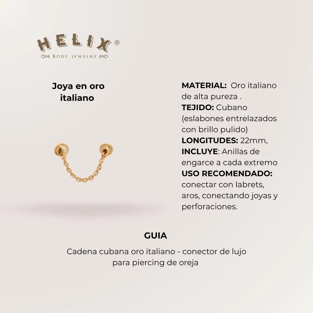 Cadena Corta Cubana Oro Italiano 22 mm
