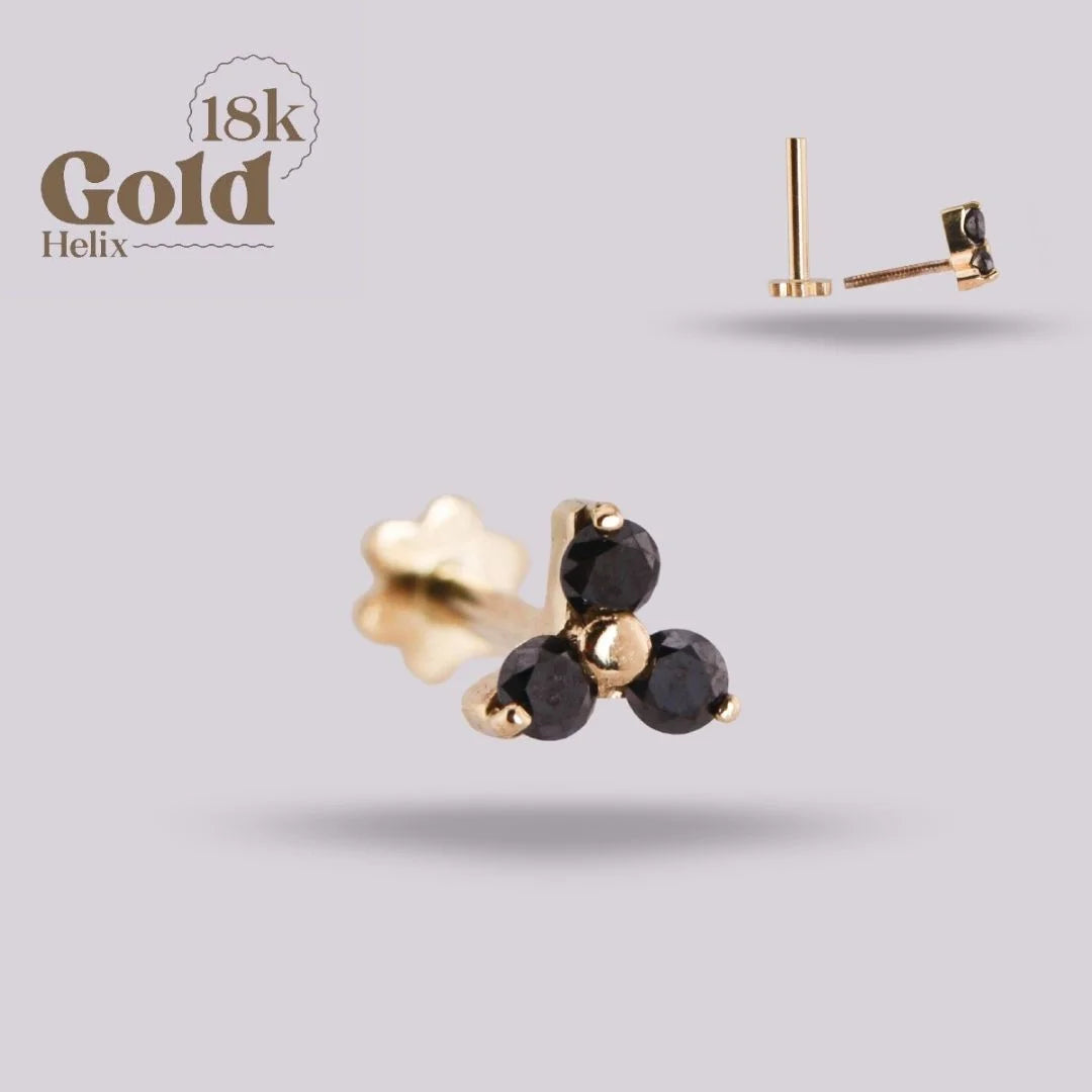 Labret Tify Diamante Negro en Oro Sólido 18K