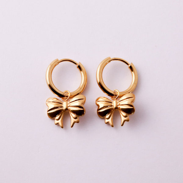 Bow Hoop Earrings - Gold & Silver Stainless Steel