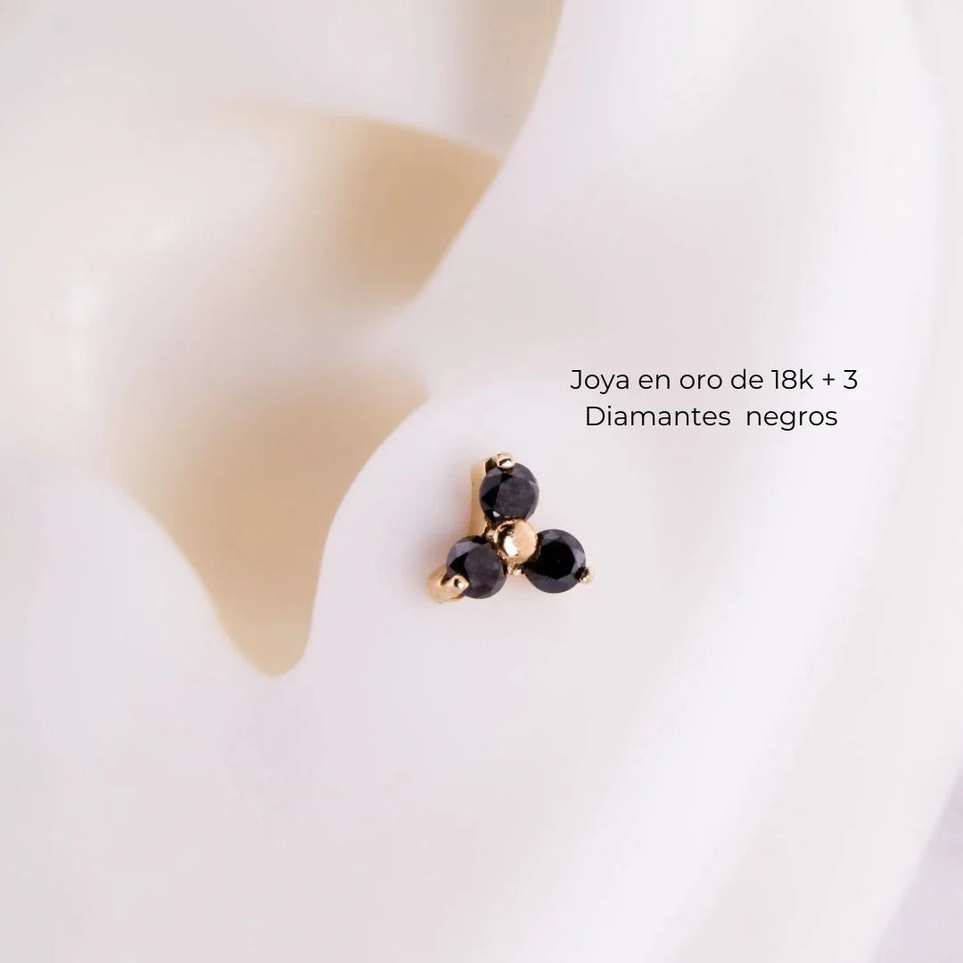 Labret Tify Diamante Negro en Oro Sólido 18K