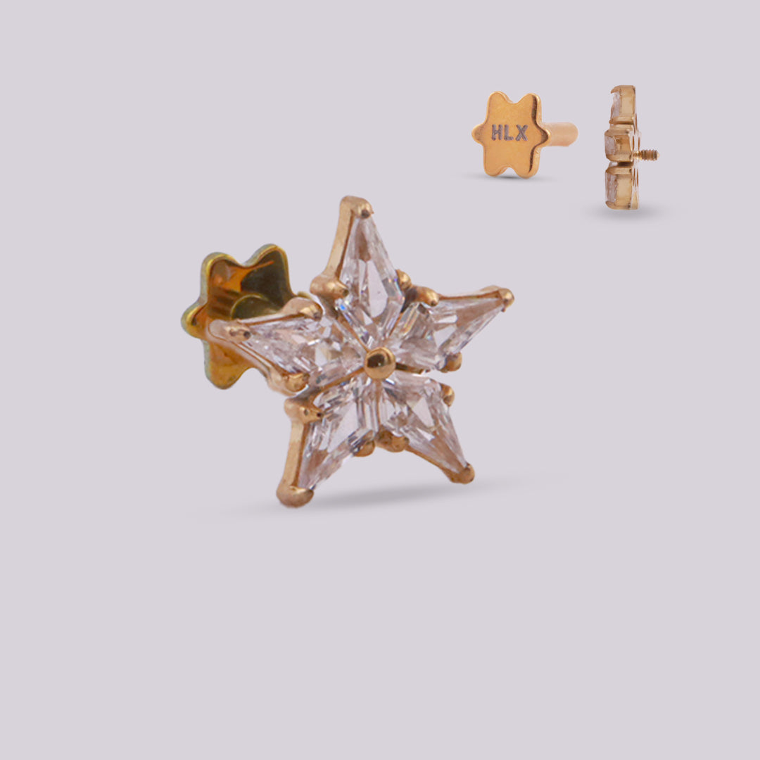 Labret Estrella en Titanio Grado Implante con Zirconia