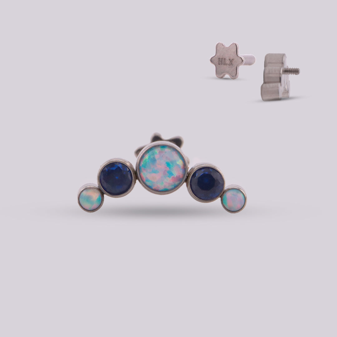 Labret Pacific en Titanio con Ópalos Azules