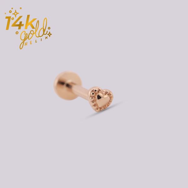 Heart-shaped earring in solid 14K gold - Luxury
