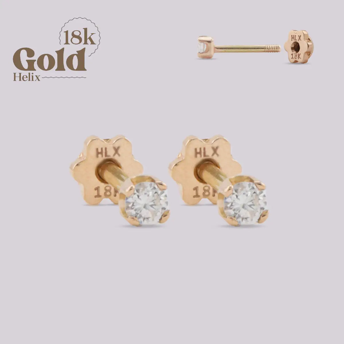 Aretes en Oro 18K con Diamante Natural – Diseño H Helix