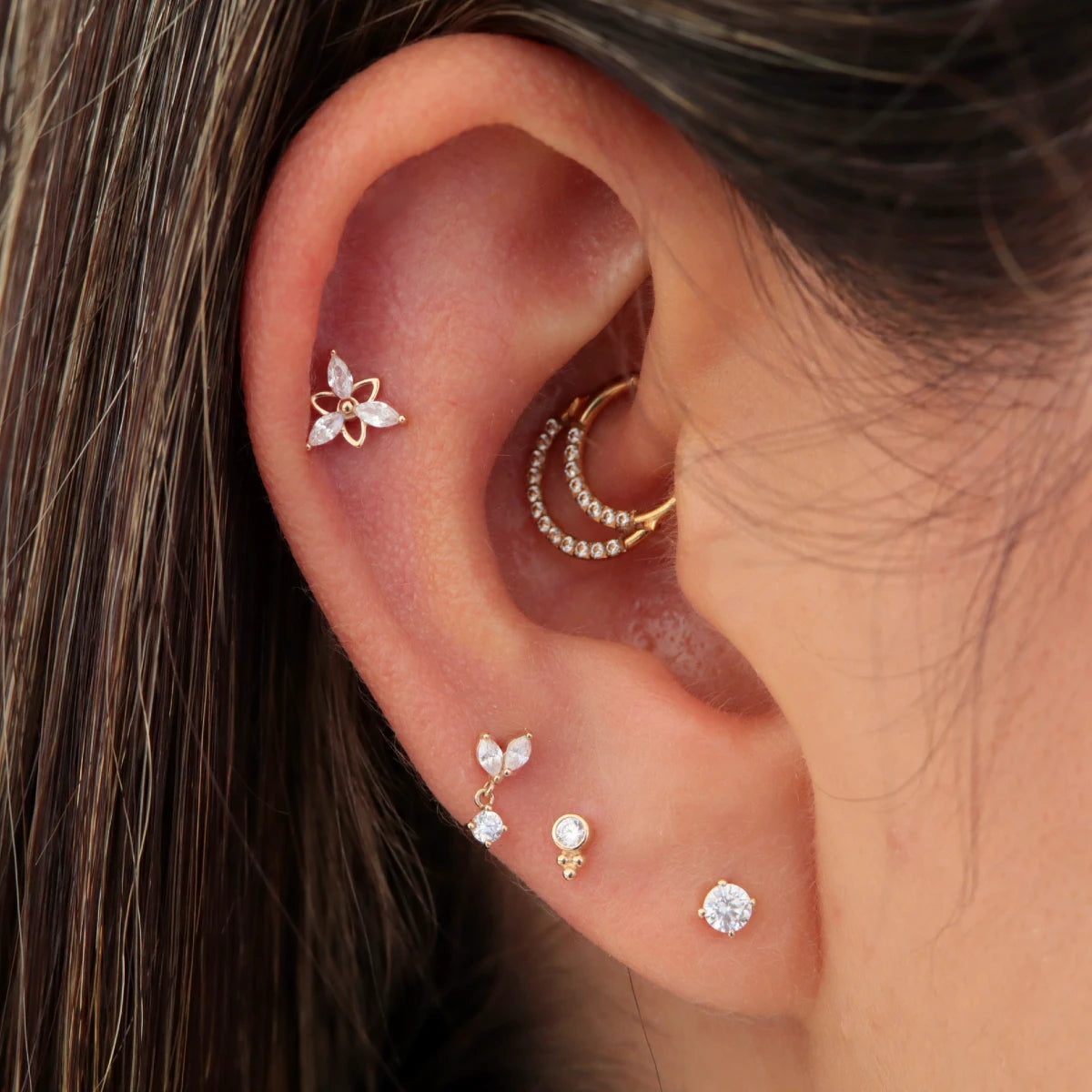 Labret Mini Luxury Oro 14K con Swarovski