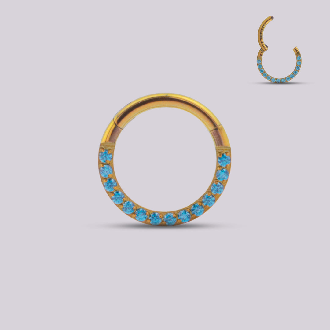 Danna Clicker Ring in Titanium with Front Zirconias