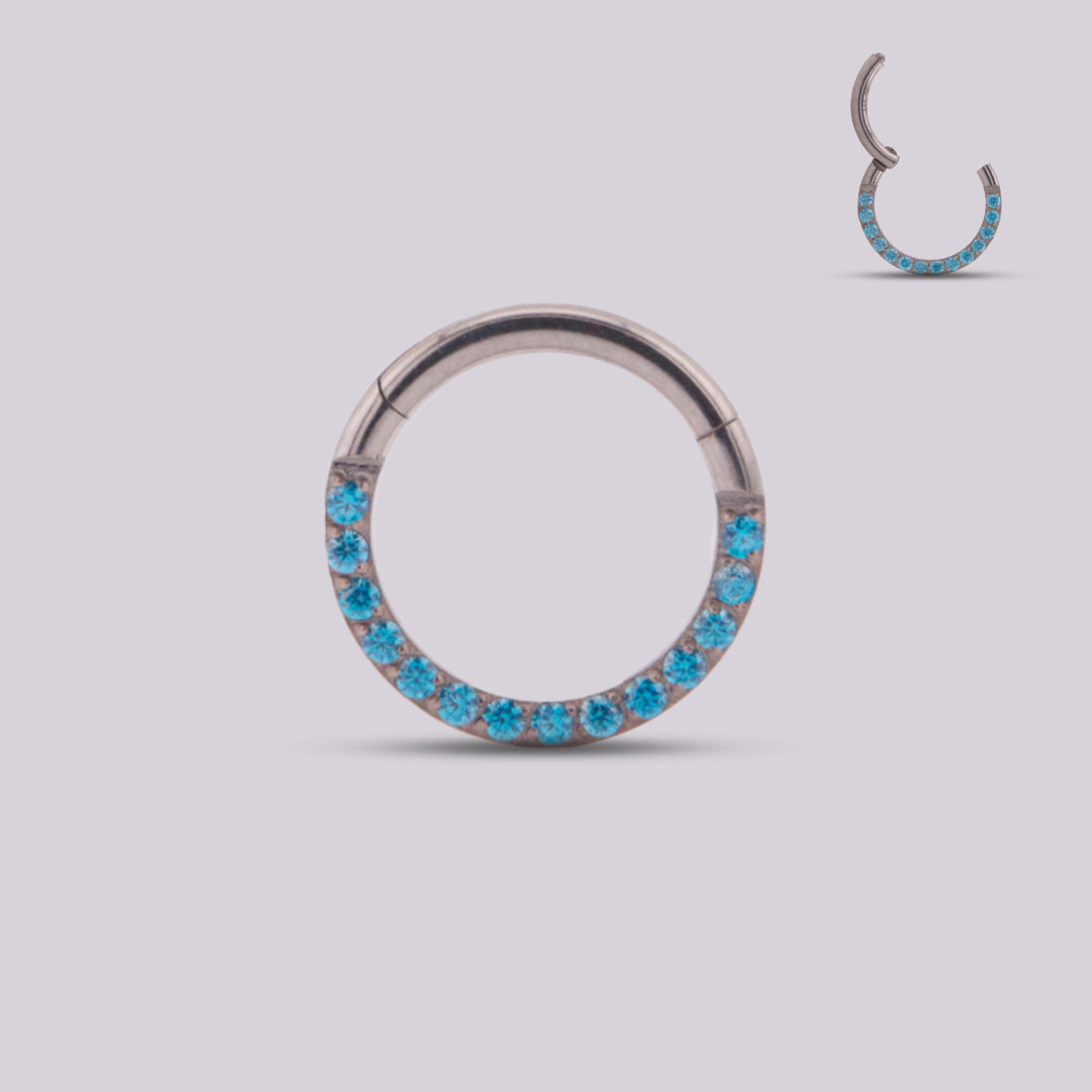 Danna Clicker Ring in Titanium with Front Zirconias