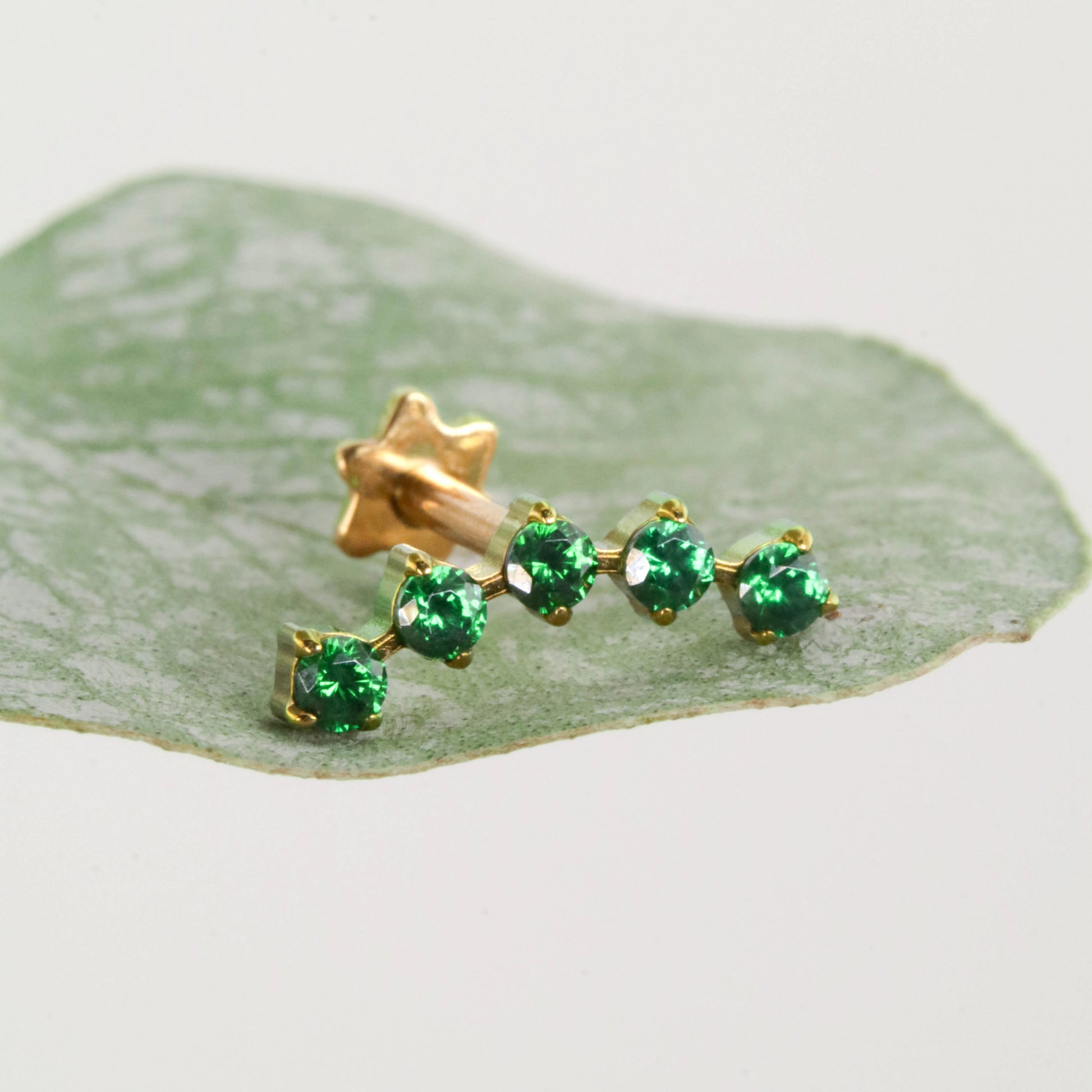 Labret Penta Verde en Titanio