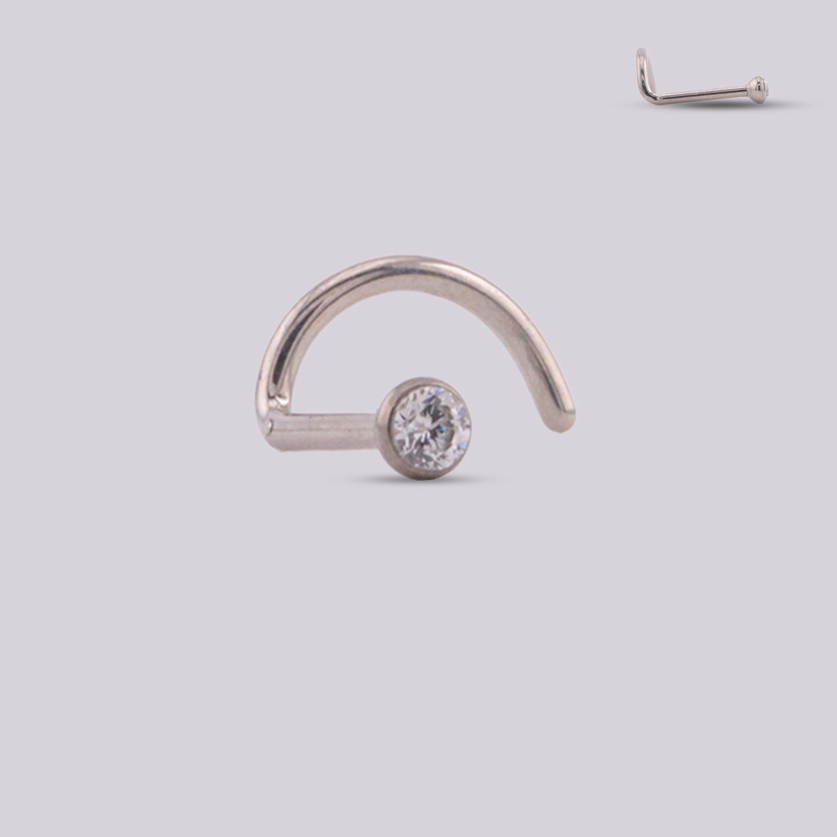 Silver Spiral Titanium Nostril Ring