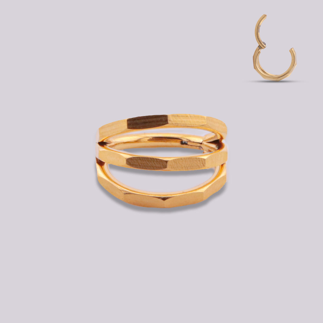 Aro Clicker Cleo de Doble Arco en Titanio – Plateado / Dorado