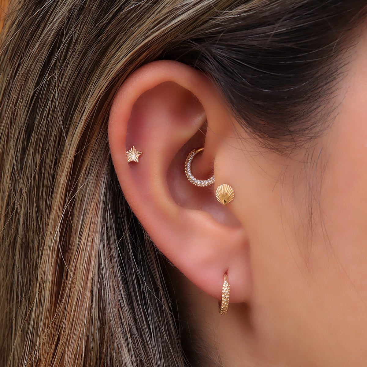 Labret Estrella en Oro 18K con Sistema Pin & Twist