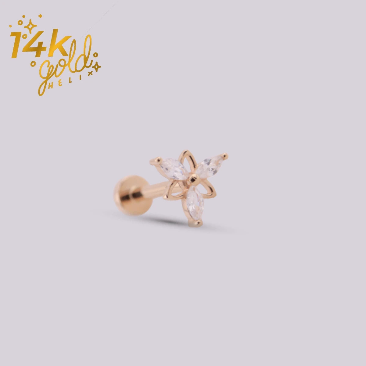 14K Gold Labret Rigel with Swarovski Crystals