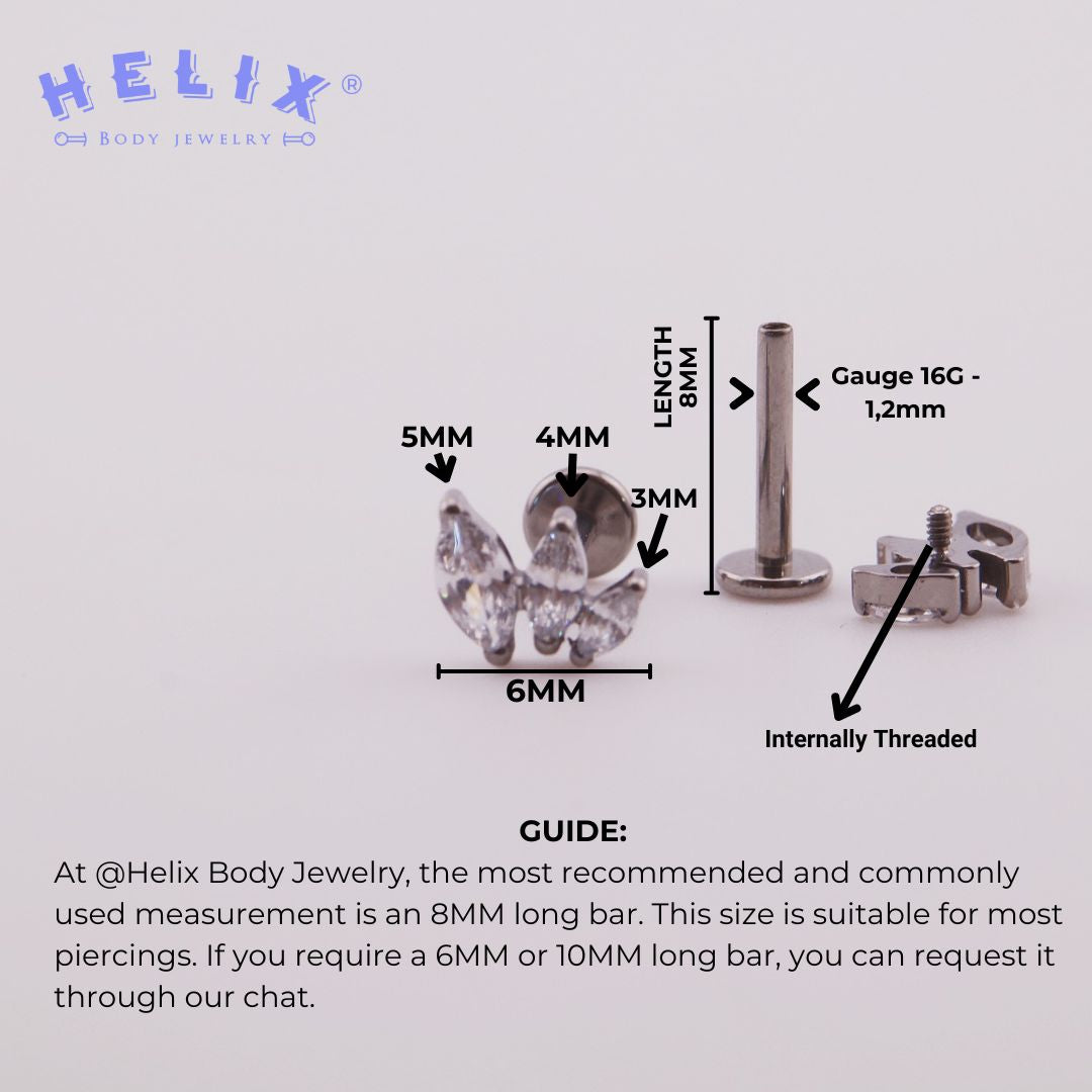 Labret Corona Mery en Titanio – Dorado y Plateado