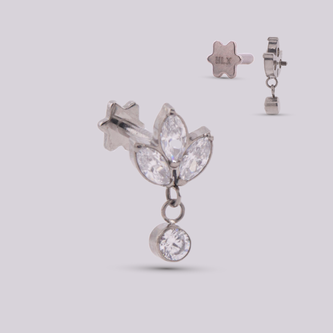 Labret Loto en Titanio con Colgante