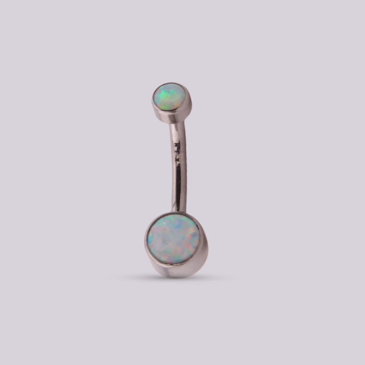 Joya para Ombligo Opal Tornasol en Titanio – Plateado
