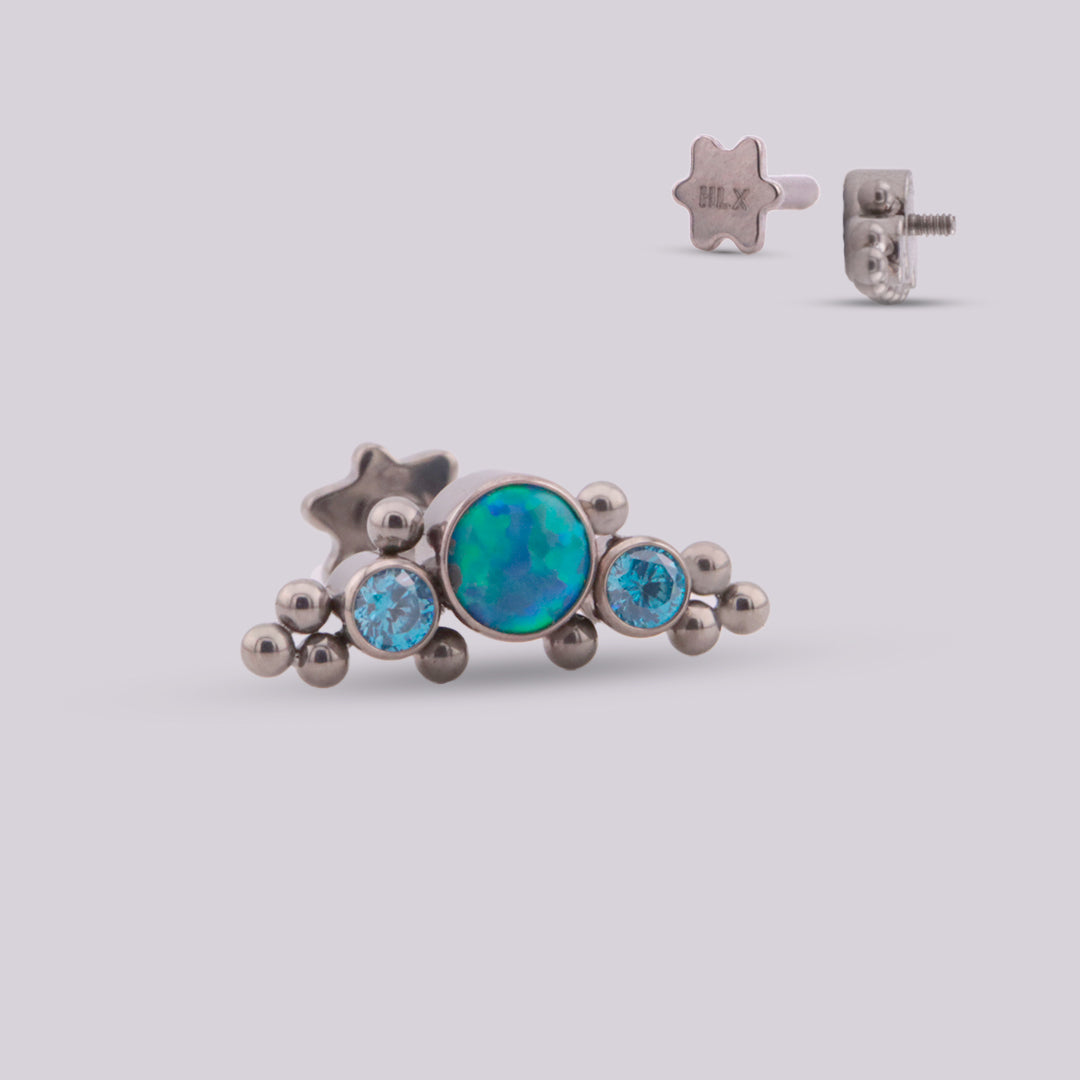 Labret Fancy en Titanio con Ópalos