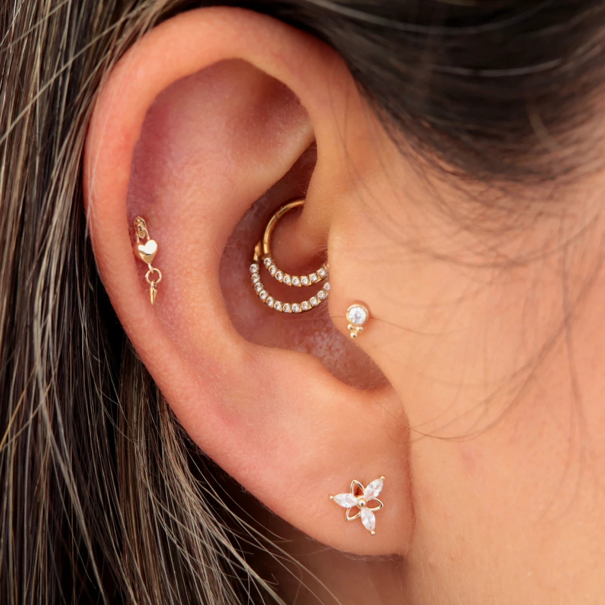 Labret Corazón Colgante Oro 14K