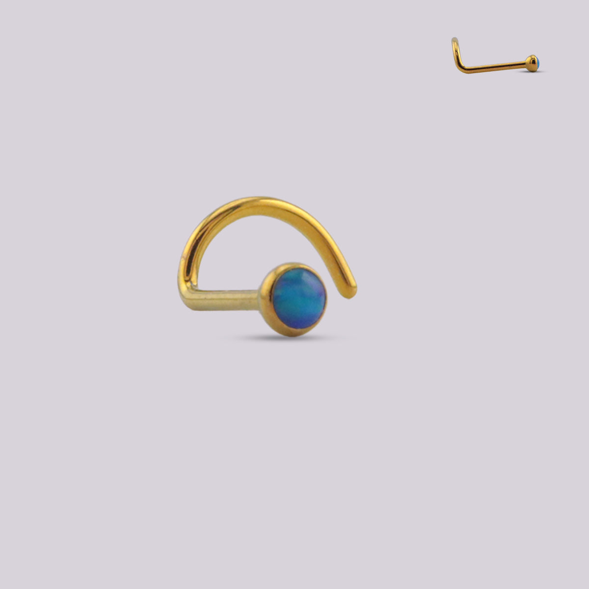 Titanium Spiral Nostril with Opal #05