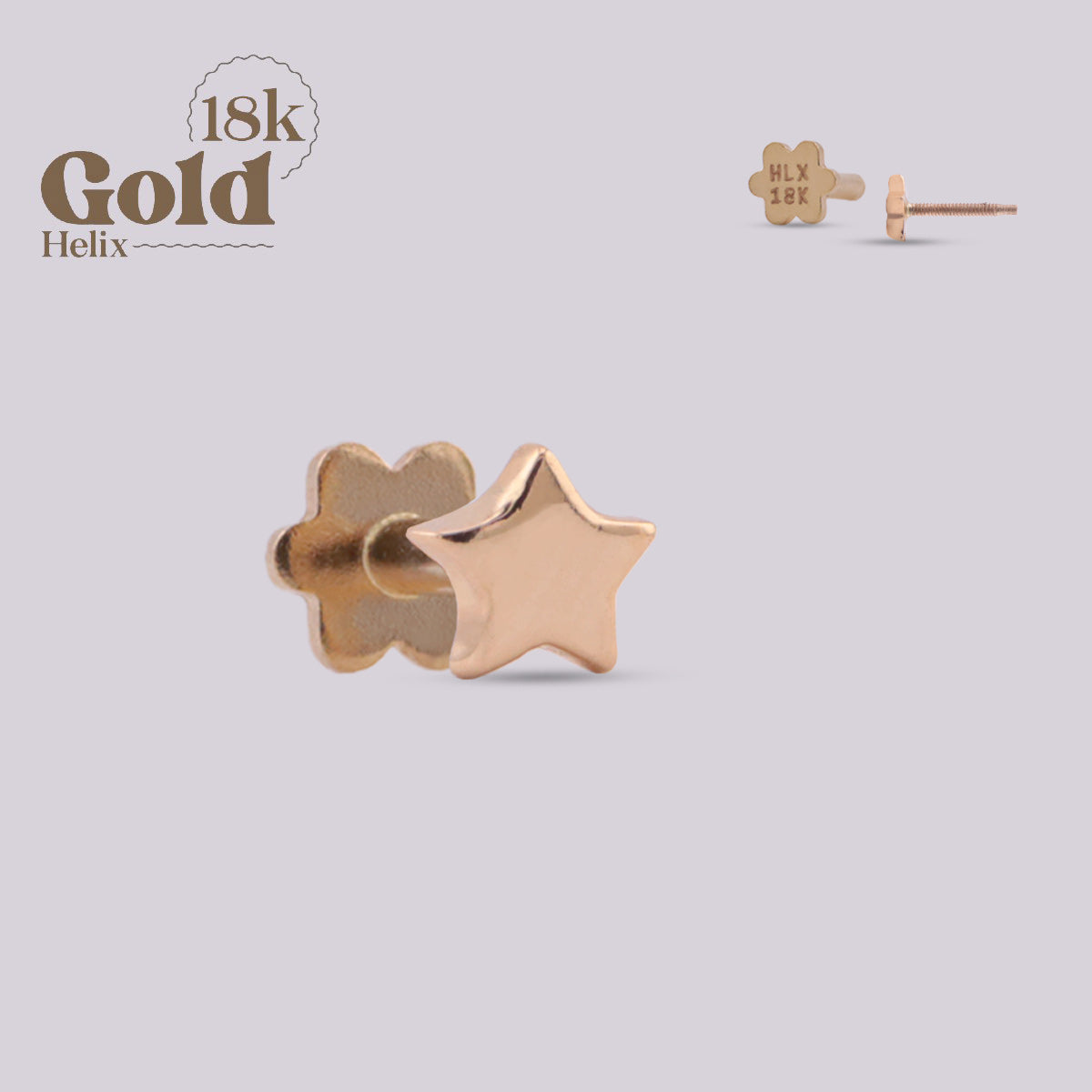 Labret Estrella Oro 18K Pin & Twist