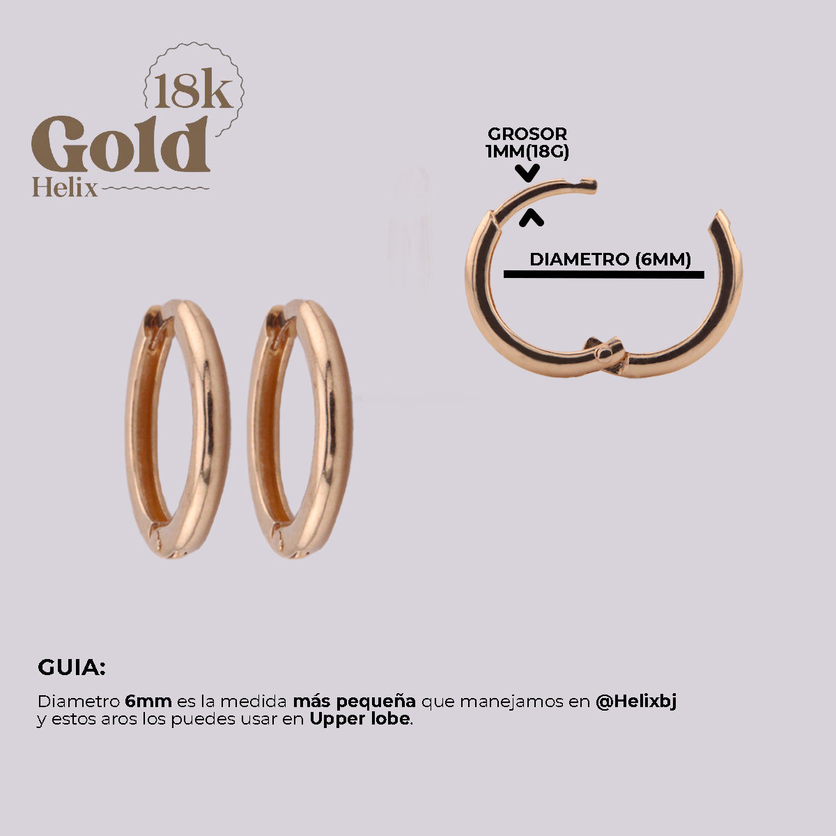 Arete Clicker de Oro 18K Pequeño