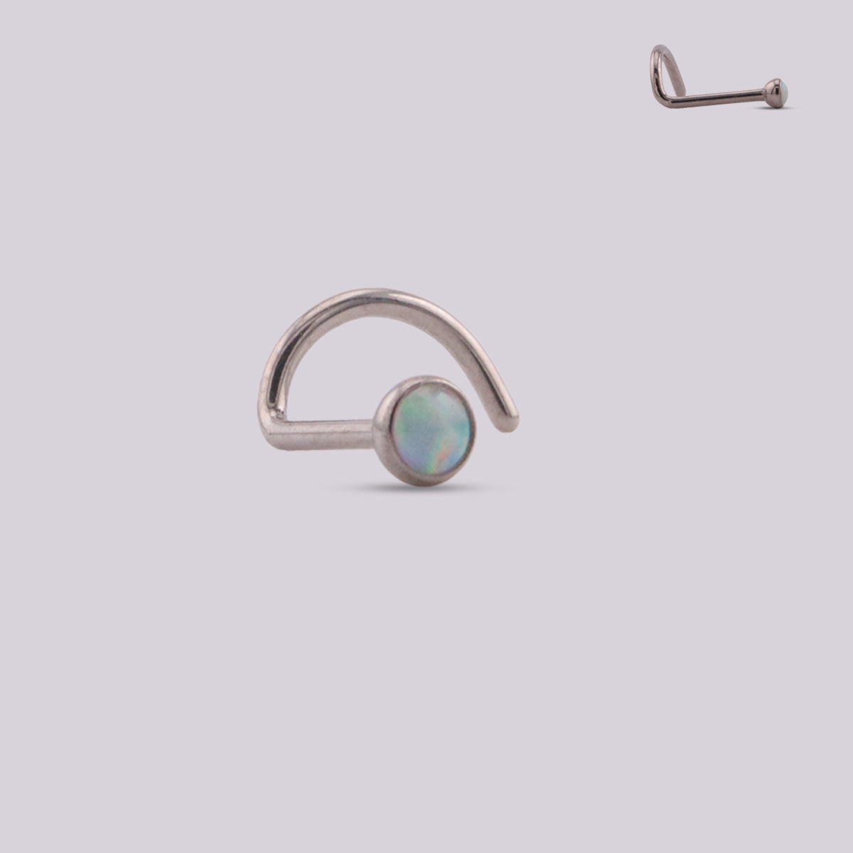 Nostril Espiral en Titanio con Ópalo #17