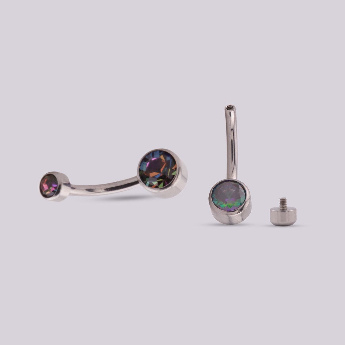 Labret para Ombligo Crystal VM en Titanio – Plateado