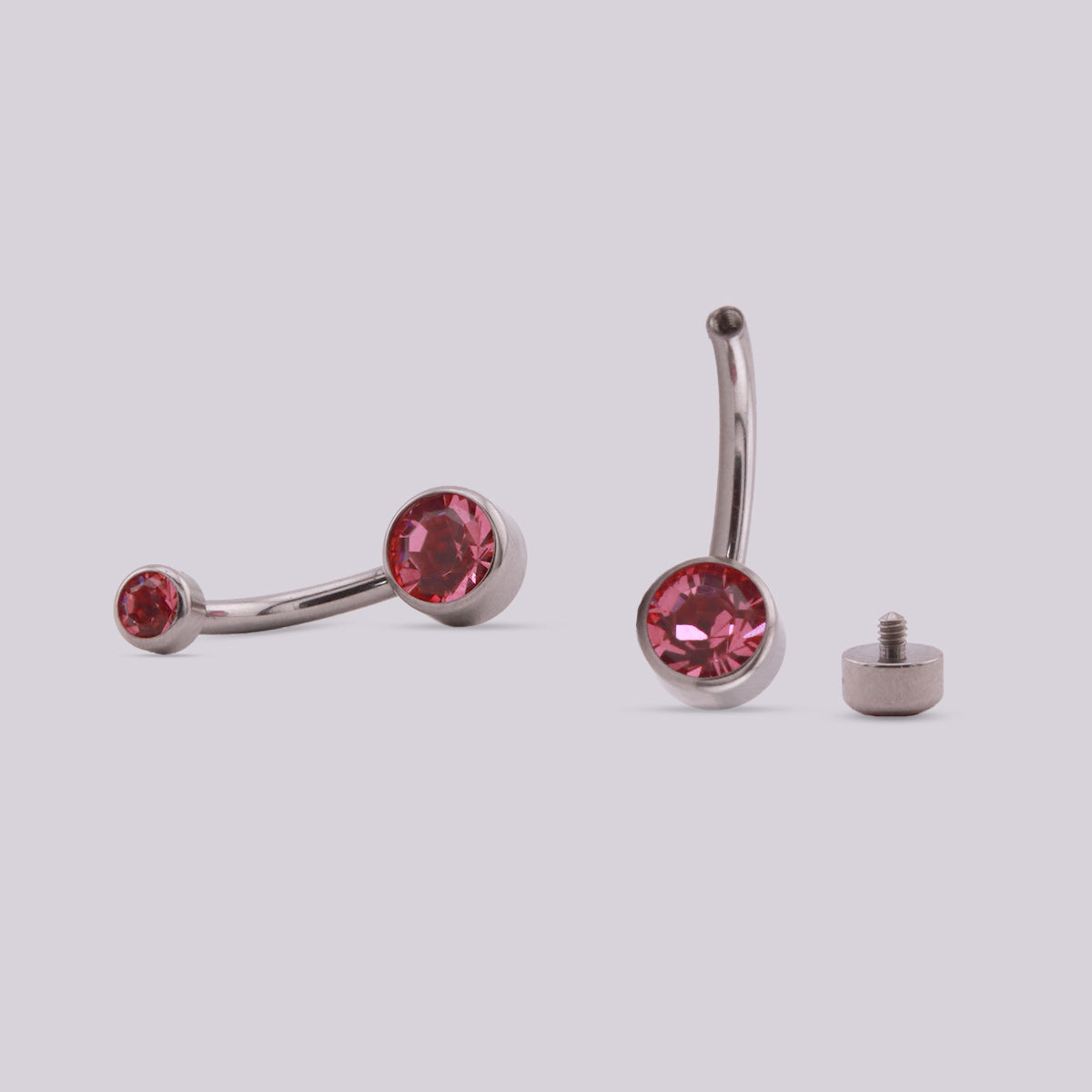 Piercing de Ombligo Rosa Elegante en Titanio