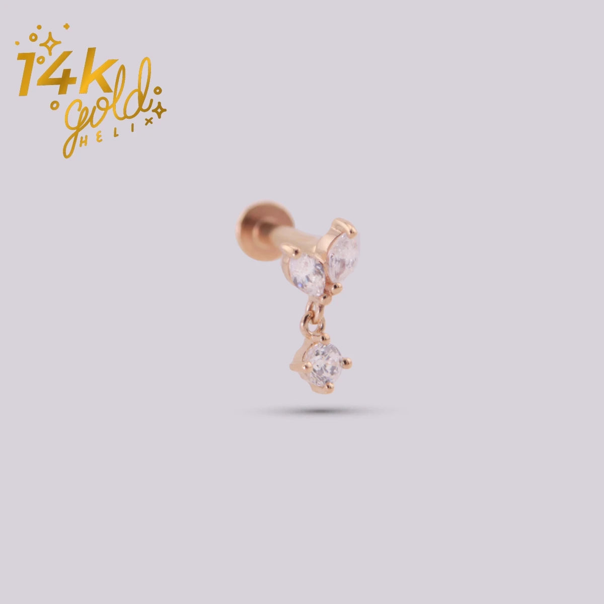 14K Gold Aroa Luxury Labret with Swarovski Crystals