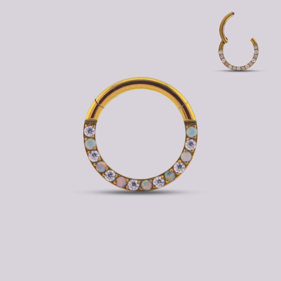 Aro Daith y Septum SARY – Titanio con Ópalo Iridiscente