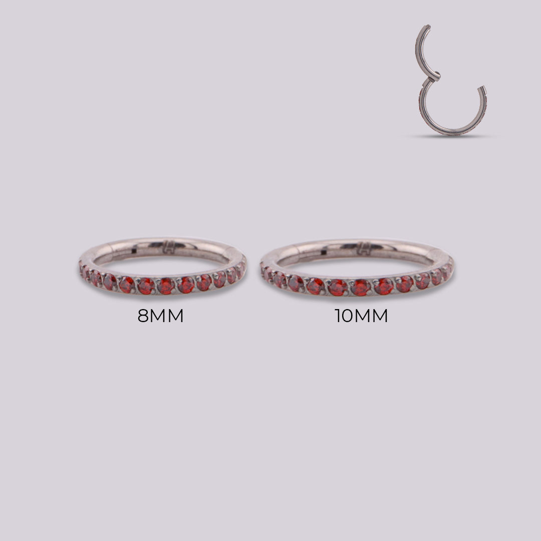 Aro Clicker Zirconia Roja en Titanio