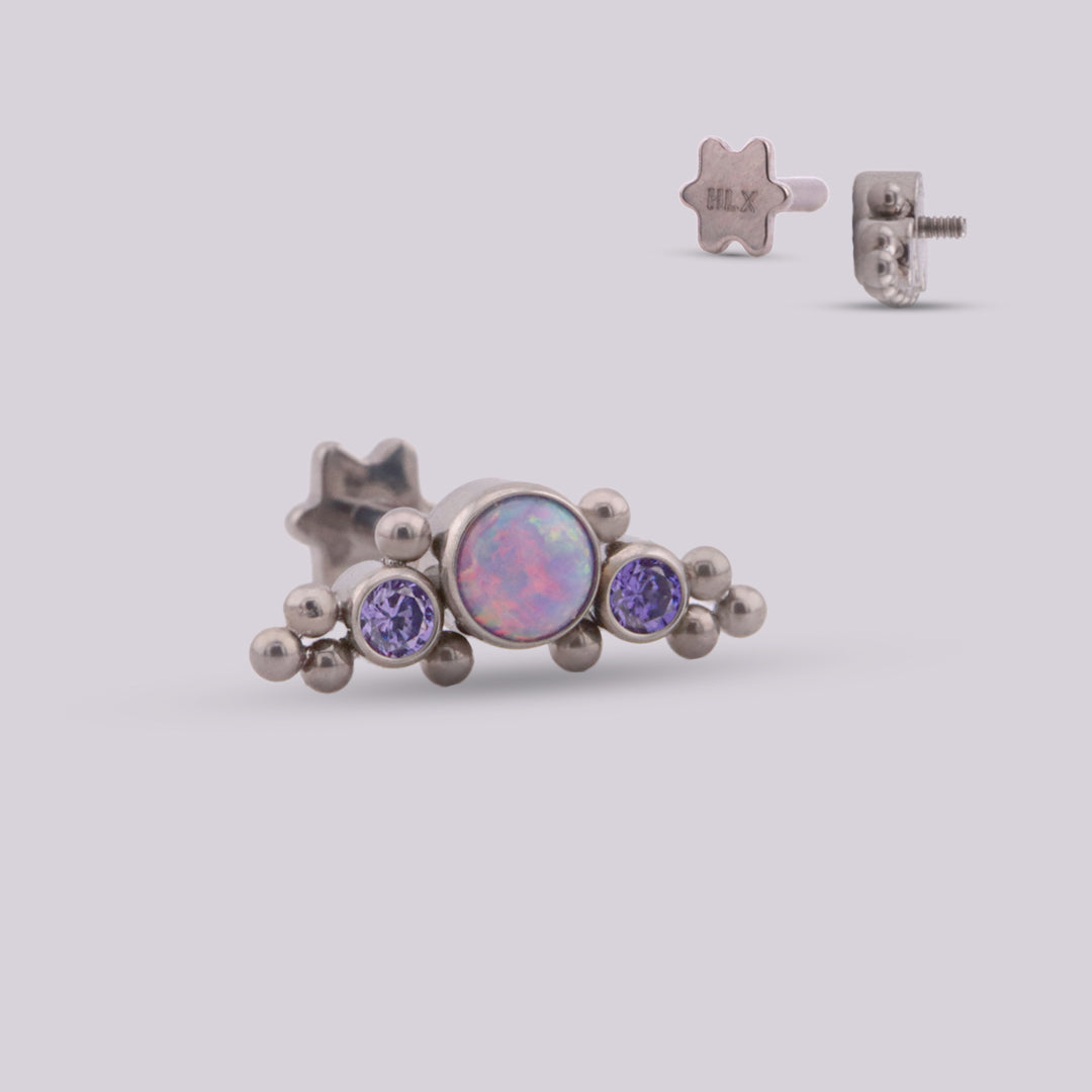 Labret Fancy en Titanio con Ópalos