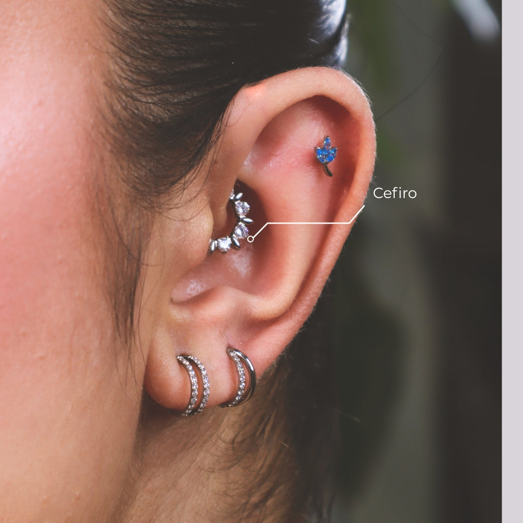 Aro Cefiro en Titanio Grado Implante con Zirconias – Clicker para Septum y Daith