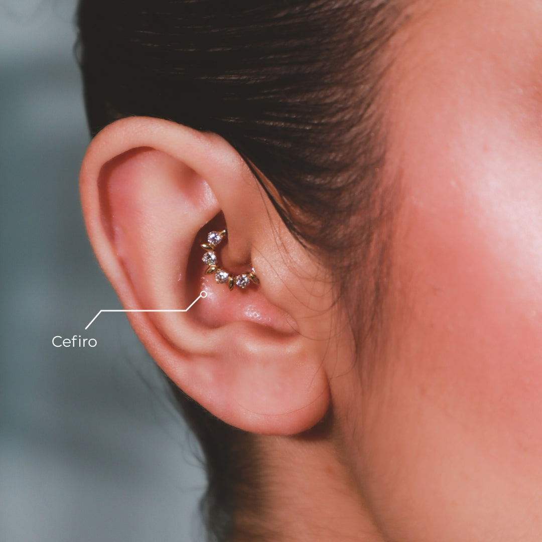 Aro Cefiro en Titanio Grado Implante con Zirconias – Clicker para Septum y Daith