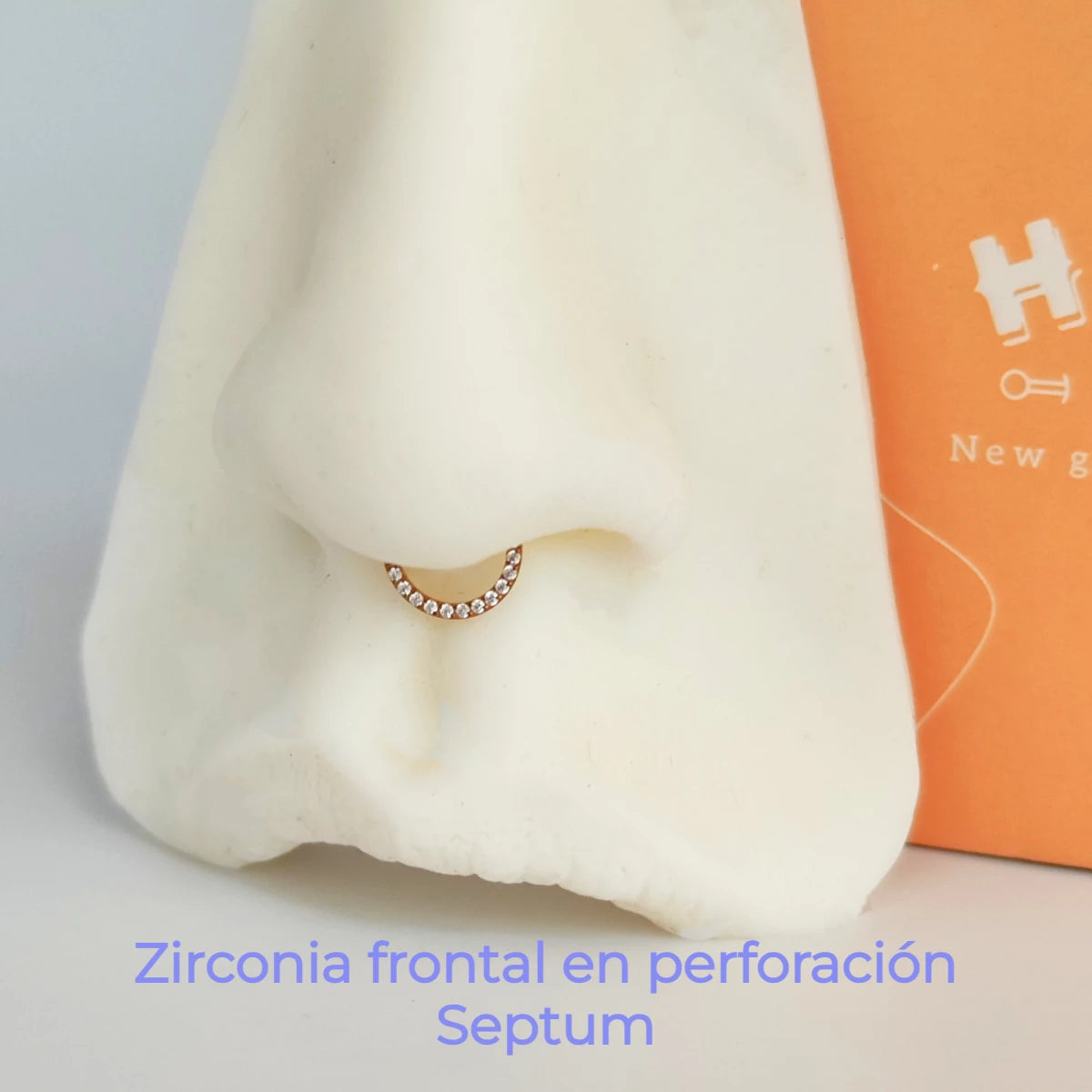 Titanium Gold Front Clicker Hoop with Zircons